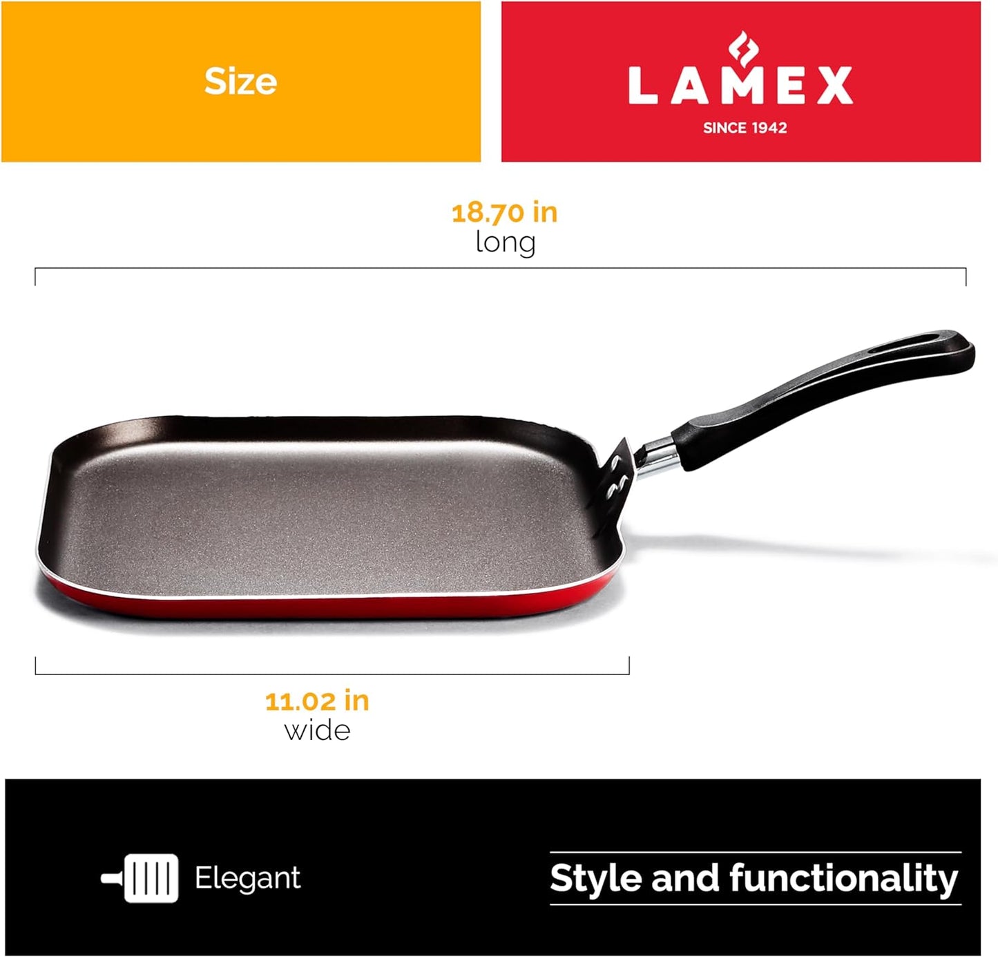 | Frying Pans Nonstick Skillet | Nonstick Square Griddle - Kitchen Appliances - Indoor Grill | 11x11in Pan - Bbq Grill