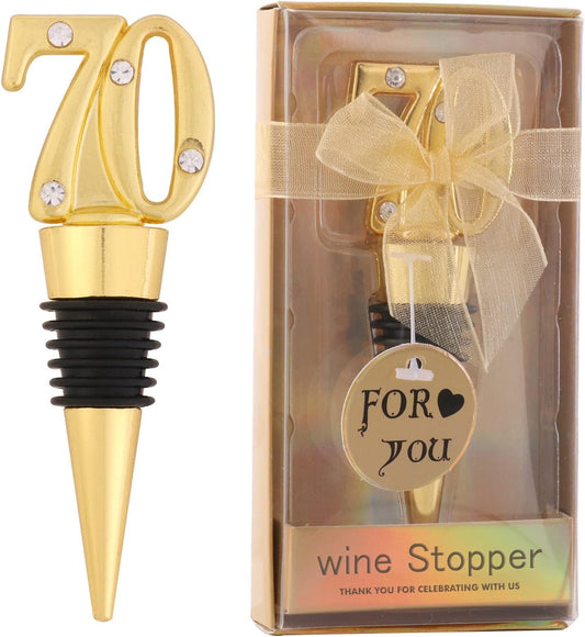 24-Pack 70 Wine and Drink Rose Stopper Rose Gold Bottle Stopper to Keep Wine Fresh Holiday Party, Wedding Birthday Party Decoration Wine Stopper Fun Gift for wine lovers (Gold 70th)