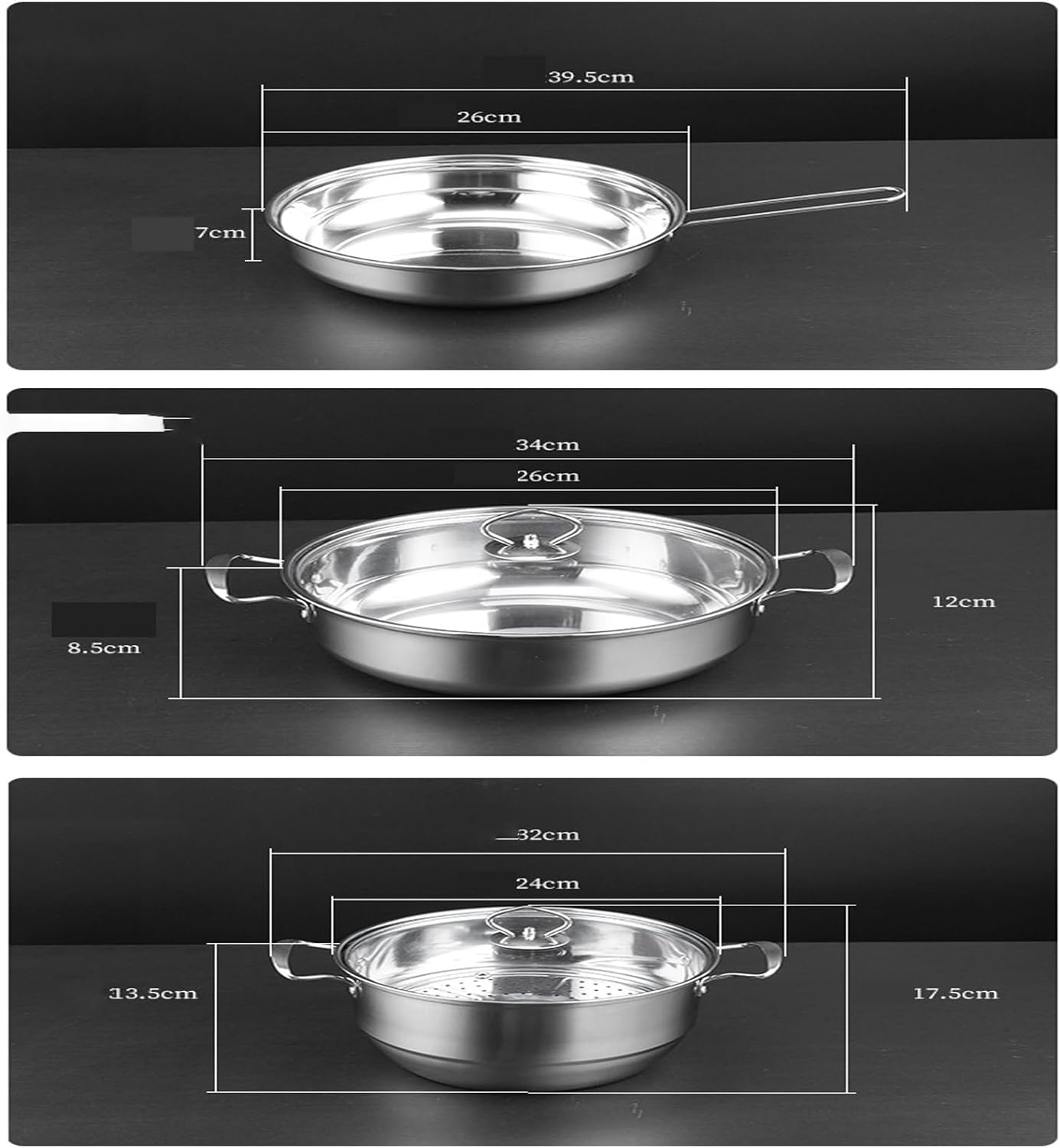 14-Piece Stainless Steel Cookware Set - Stainless Steel Pots and Pans Set - Stainless Steel Cookware Set - Stainless Steel Healthy Induction Cookware Sets