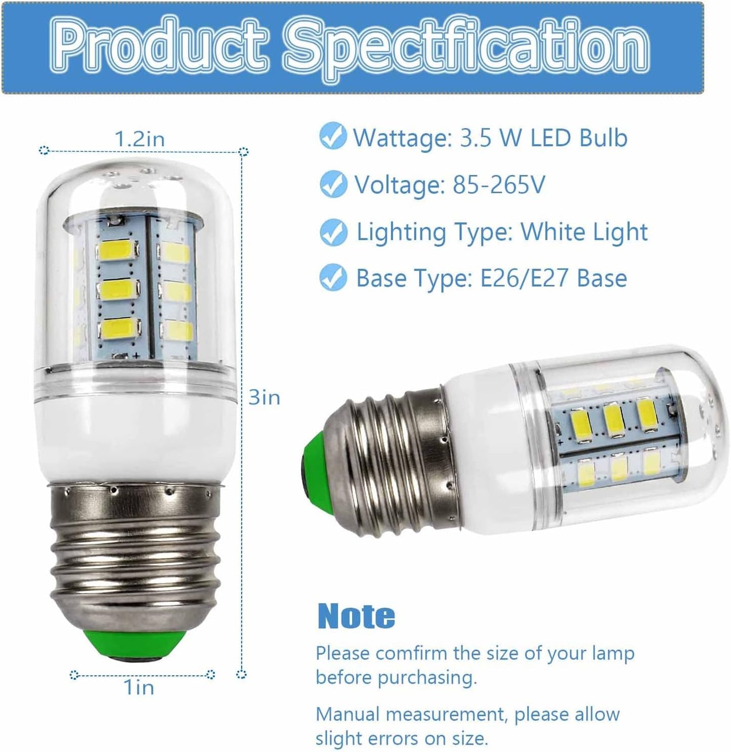 𝙐𝙥𝙜𝙧𝙖𝙙𝙚𝙙 𝗞𝗘𝗜 𝗗𝟯𝟰𝗟 𝗥𝗲𝗳𝗿𝗶𝗴𝗲𝗿𝗮𝘁𝗼𝗿 𝗕𝘂𝗹𝗯 Replacement for Electrolux Frigidaire Refrigerator LED Light Bulb 5304511738 AP6278388 (85V-265V White Light) - 2 Pack