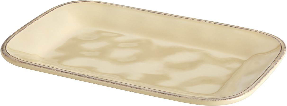 Rachael Ray Cucina Dinnerware 8-Inch x 12-Inch Stoneware Rectangular Platter, Almond Cream