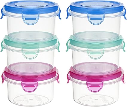 Freshmage Salad dressing containers, Set of 6 2.7-oz Sauce Containers with Airtight Leakproof Locking Lids, BPA-Free Stackable Salad Dressing Containers to Go.