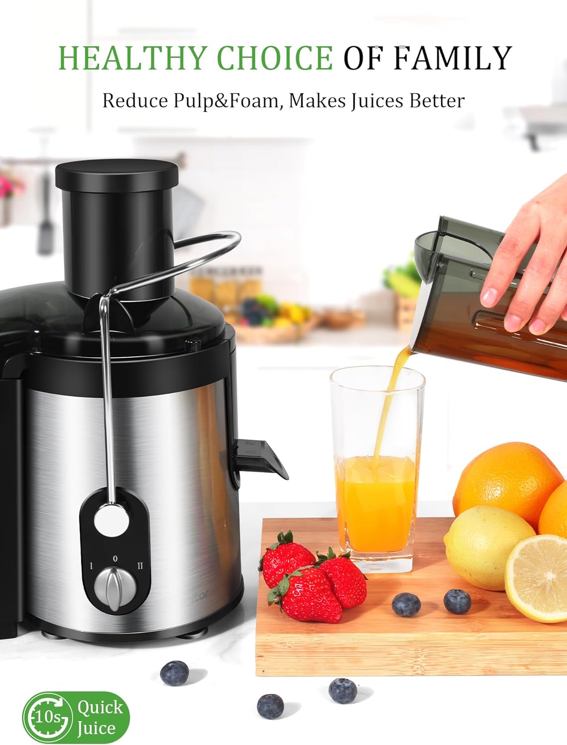 800W Centrifugal Juicer Machines Vegetable and Fruit with 3” Wide Chute, Healnitor Juice Extractor with 2 Speeds, Easy to Clean, Anti-Drip, BPA Free