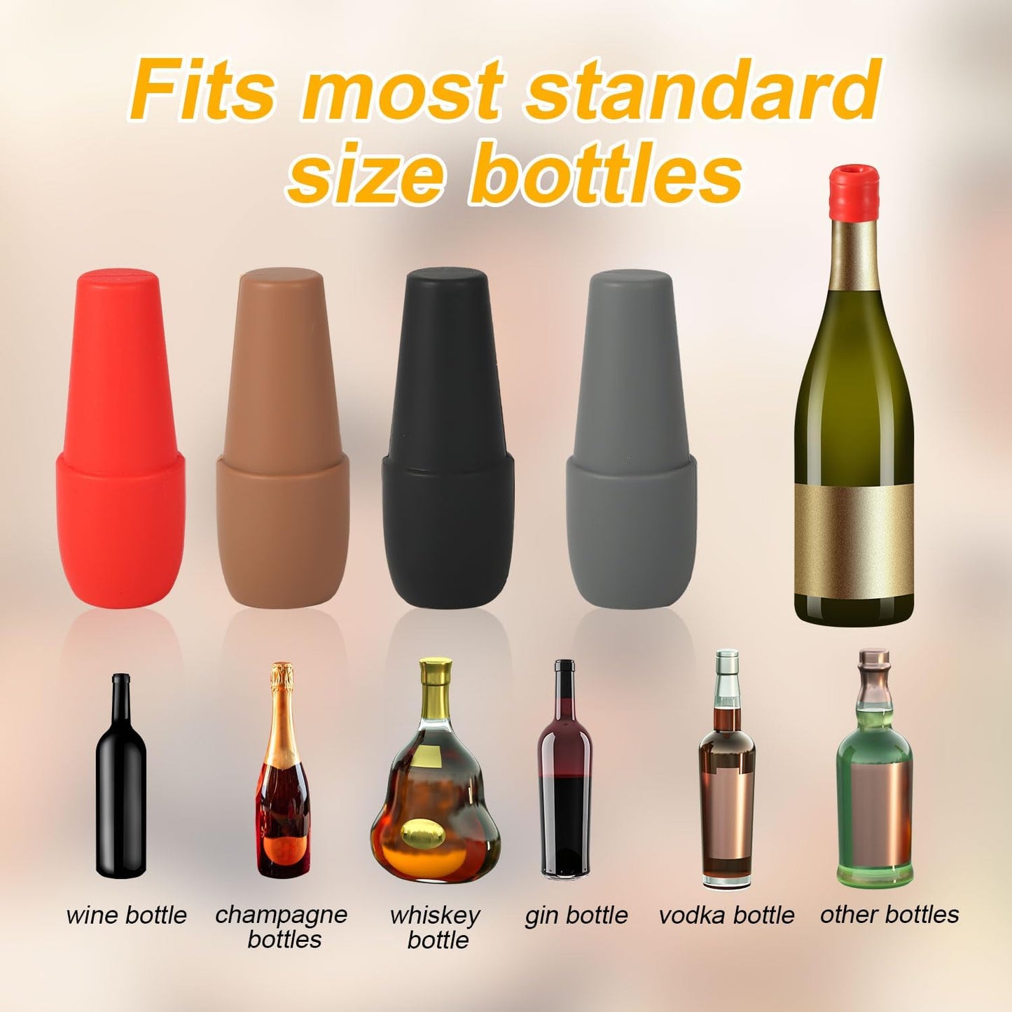 4pcs Wine Stoppers for Wine Bottles, Silicone Wine Bottle Saver Reusable Wine Sealers Double Seal Wine Bottle Wine Toppers Cover Caps Plug to Keep Wine Fresh for Beer Wine Champagne Home Use