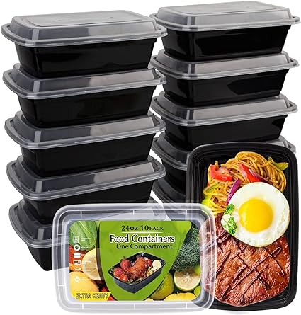 Meal Prep Containers, Food Storage Containers with Lids, To Go Containers, BPA Free, Stackable, 24oz, Microwave/Dishwasher/Freezer Safe