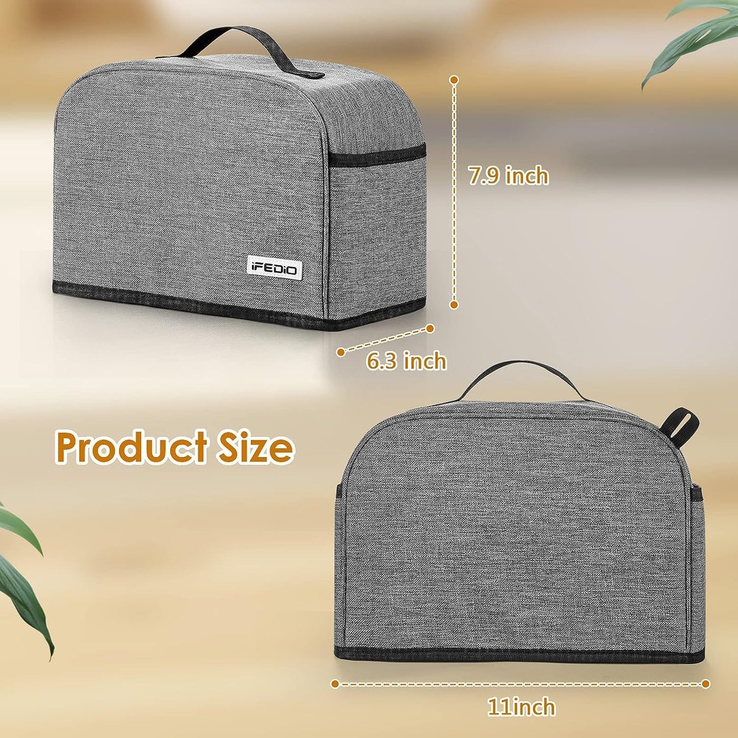 2 Slice Toaster Cover with Pockets, Small Appliance Cover can Hold Jam Spreader Knife & Toaster Tongs