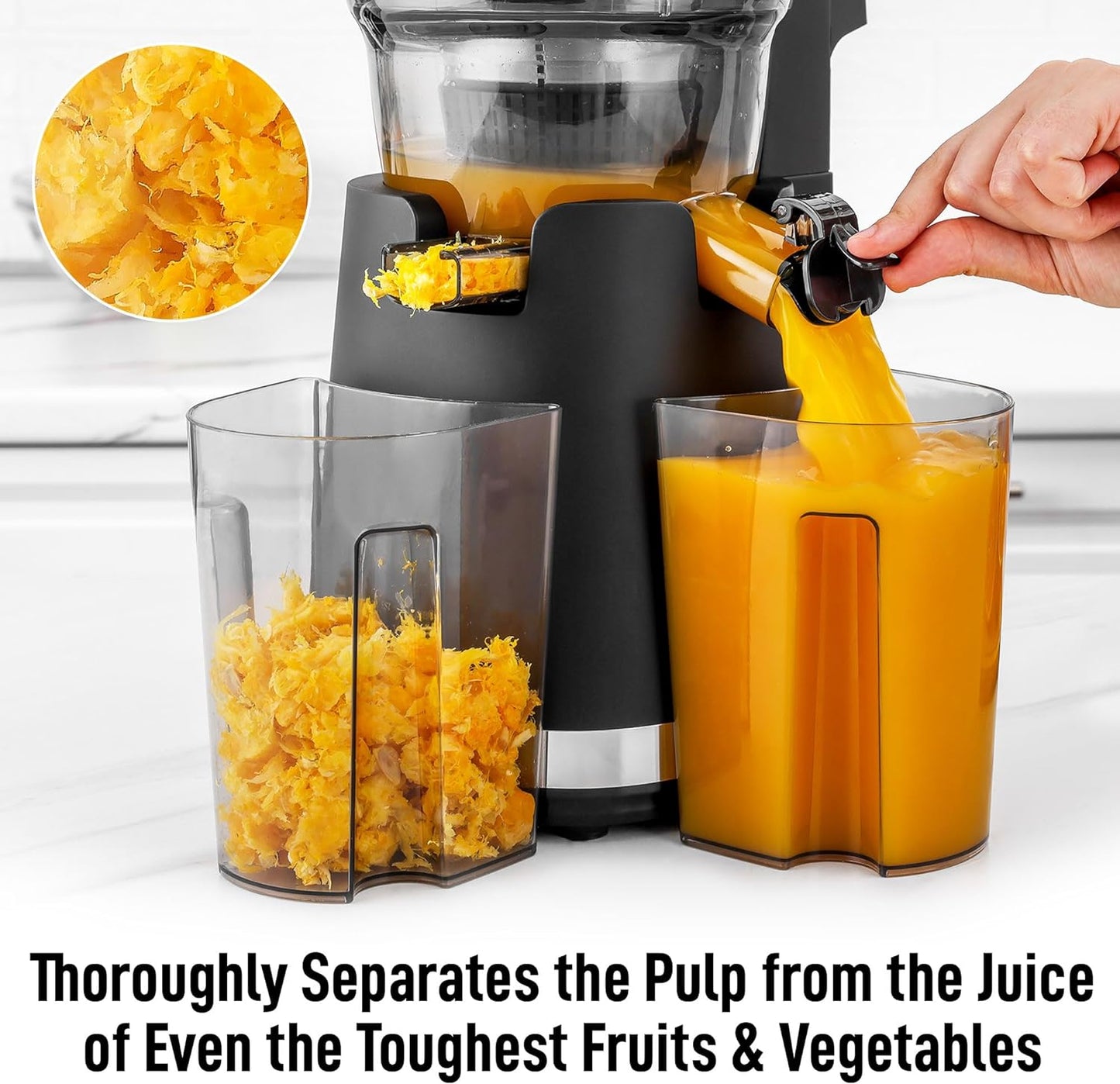 Zulay Fruit Press Machine - Masticating Juicer Machine with High Yield, Quiet Motor, & Reverse Function - Cold Press & Carrot Juicer with Wide Chute - Slow Juicer Machines for Fruits & Vegetables