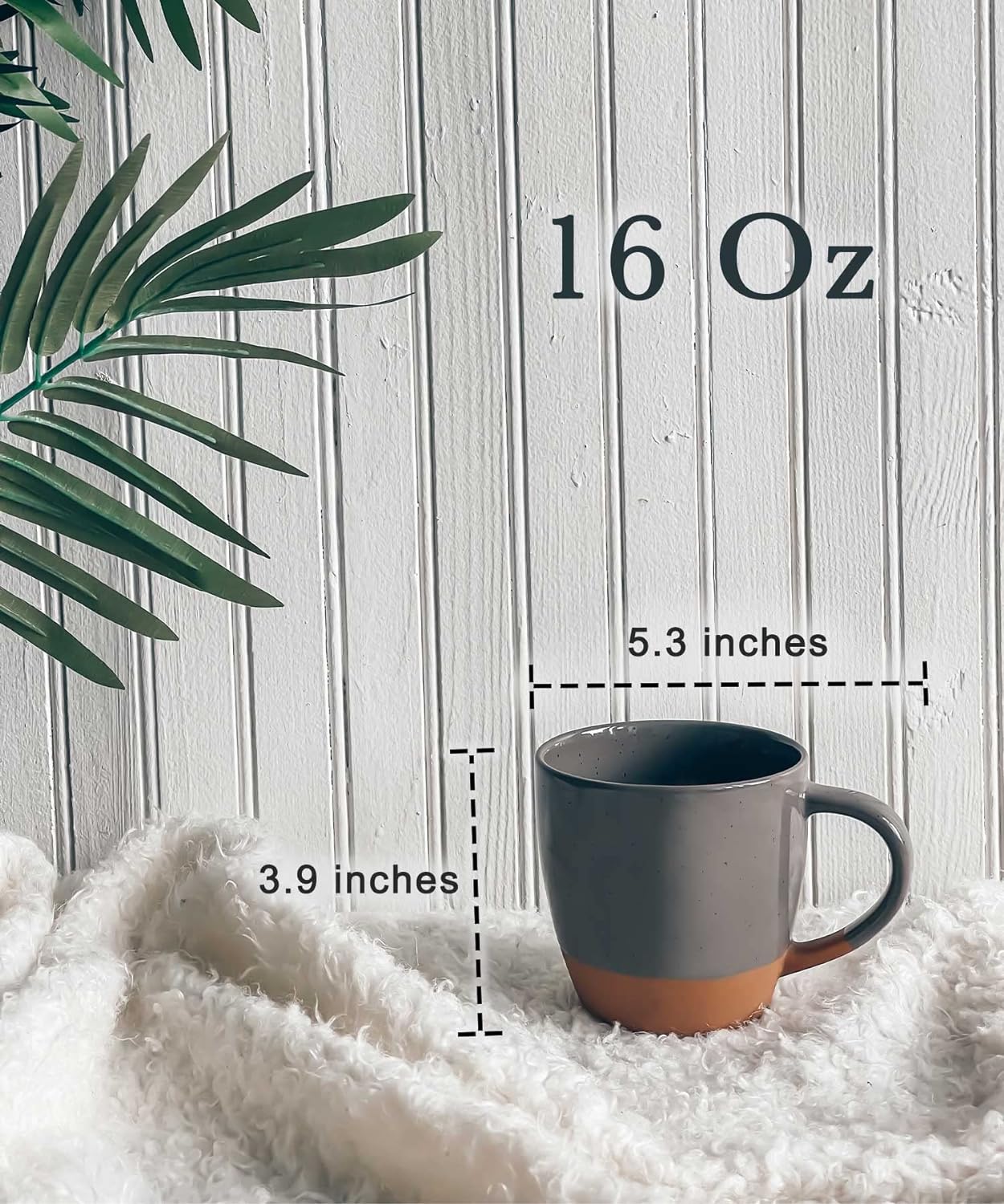 Mora Ceramic Large Latte Mug Set of 4, 16oz - Microwavable, Porcelain Coffee Cups With Big Handle - Modern, Boho, Unique Style For Any Kitchen. Microwave Safe Stoneware - Assorted Neutrals