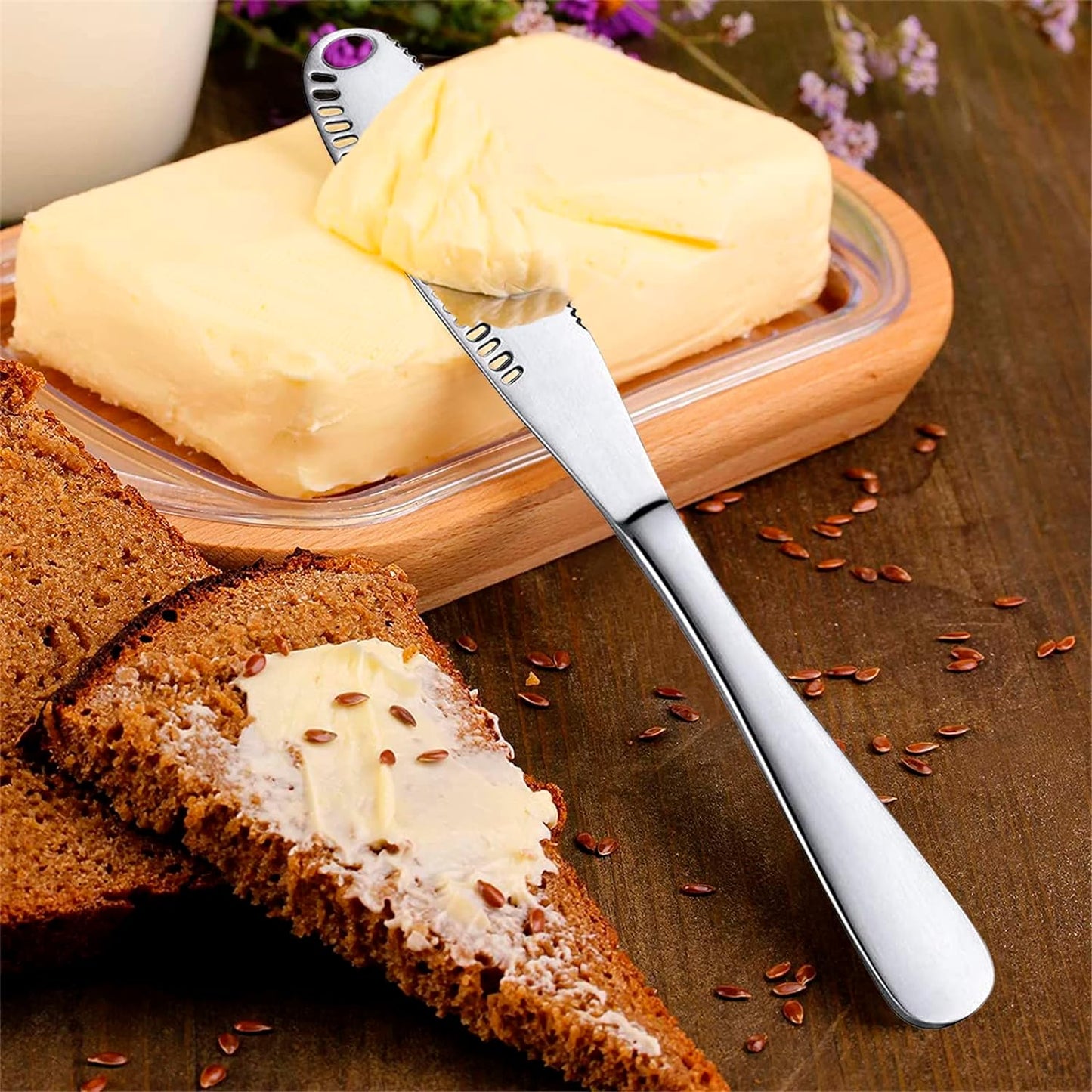 2Pcs Butter Knife Spreader Long - Butter Spreader Knife Stainless Steel Butter Knife for Cold Butter Kitchen Accessories - 3 In 1 Butter Knife Serrated Knife Kitchen Gadgets Cheese Butter Mill Tool