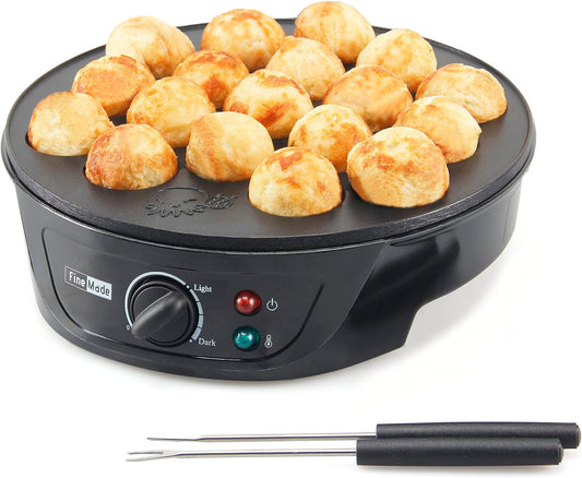 Takoyaki Maker Pan with Temperature Control, Tools and Recipes, Make 18 Japanese Octopus Balls at once, Easy to Use and Store