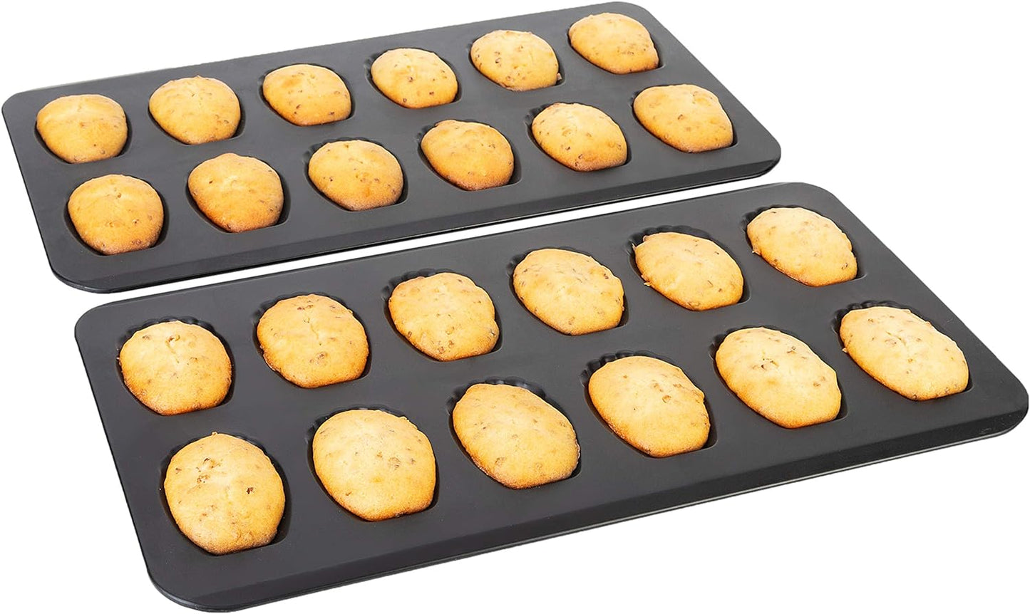 2 Pack Nonstick Madeleine Pan, 12-cup Heavy Duty Shell Shape Baking Cake Mold Pan.