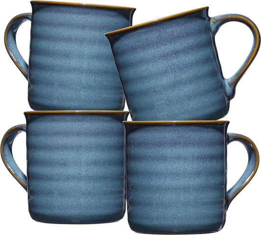 SHEFFIELD HOME Ceramic Mug Set - 4 Large 18oz Coffee Mugs with Handles for Tea, Latte, Cappuccino, Milk and Hot Chocolate. Microwave and Dishwasher Safe - Reactive Glaze